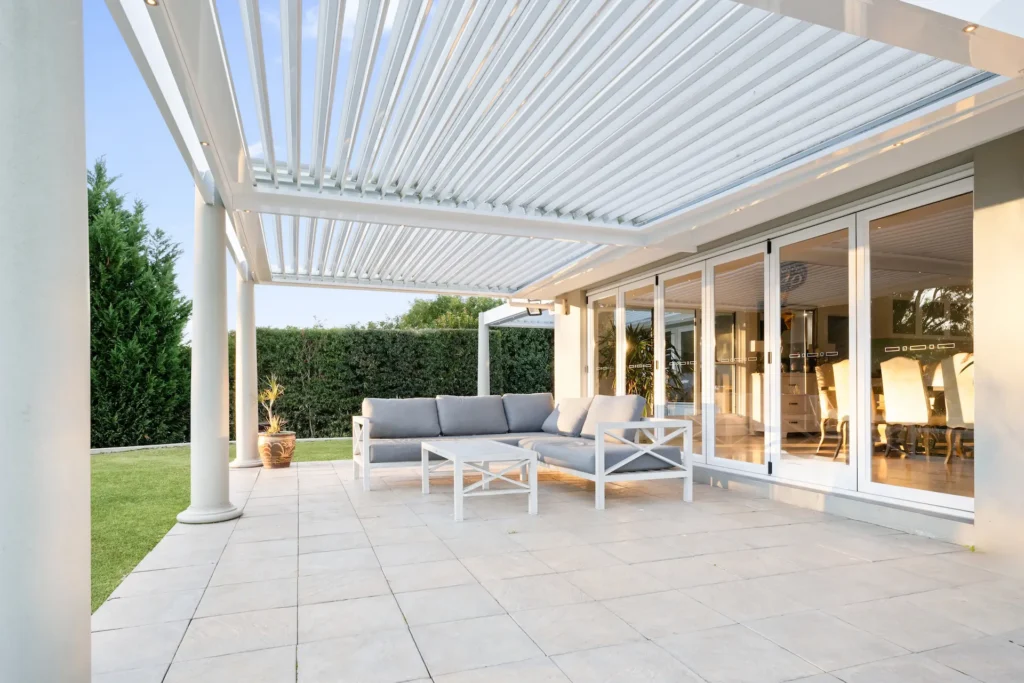 Grasmere opening roof with outdoor kitchen and lighting.